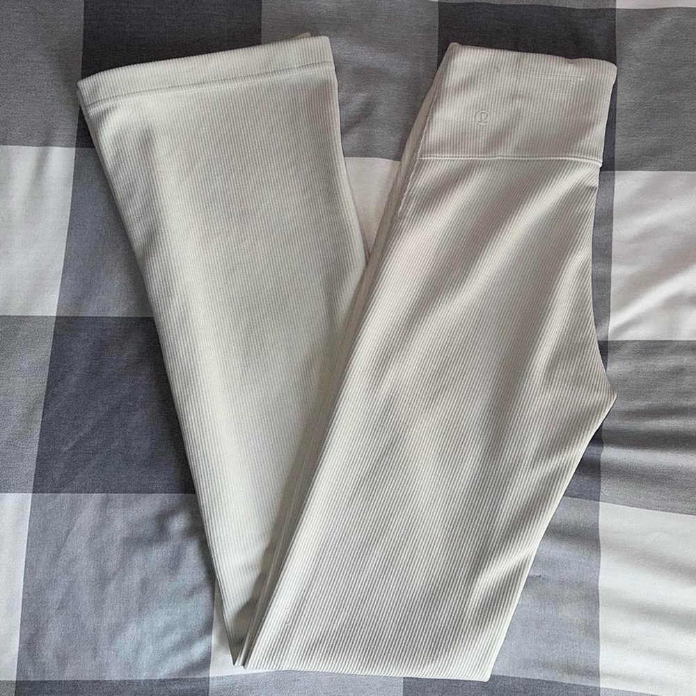 Lululemon Brushed Softstreme High Rise Ribbed Zip Flarded Pants